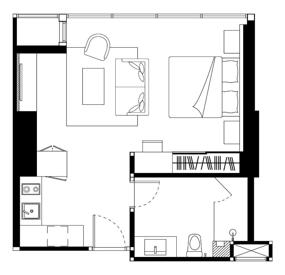 Somerset Rama 9 Bangkok Esterno foto A floorplan of a typical studio apartment